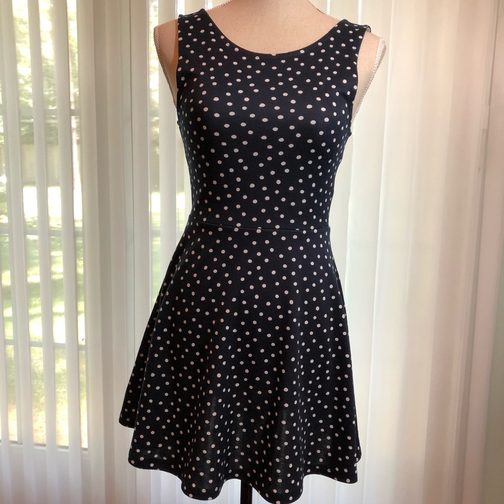 Divided Navy & White Polka Dot Fit & Flare Dress